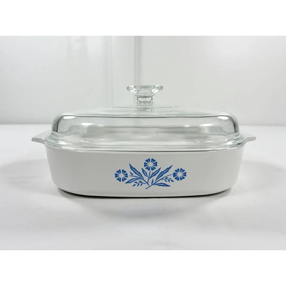 Vintage CorningWare A-10-B 2.5 Quart Casserole Dish Blue Cornflower Pyrex Lid
